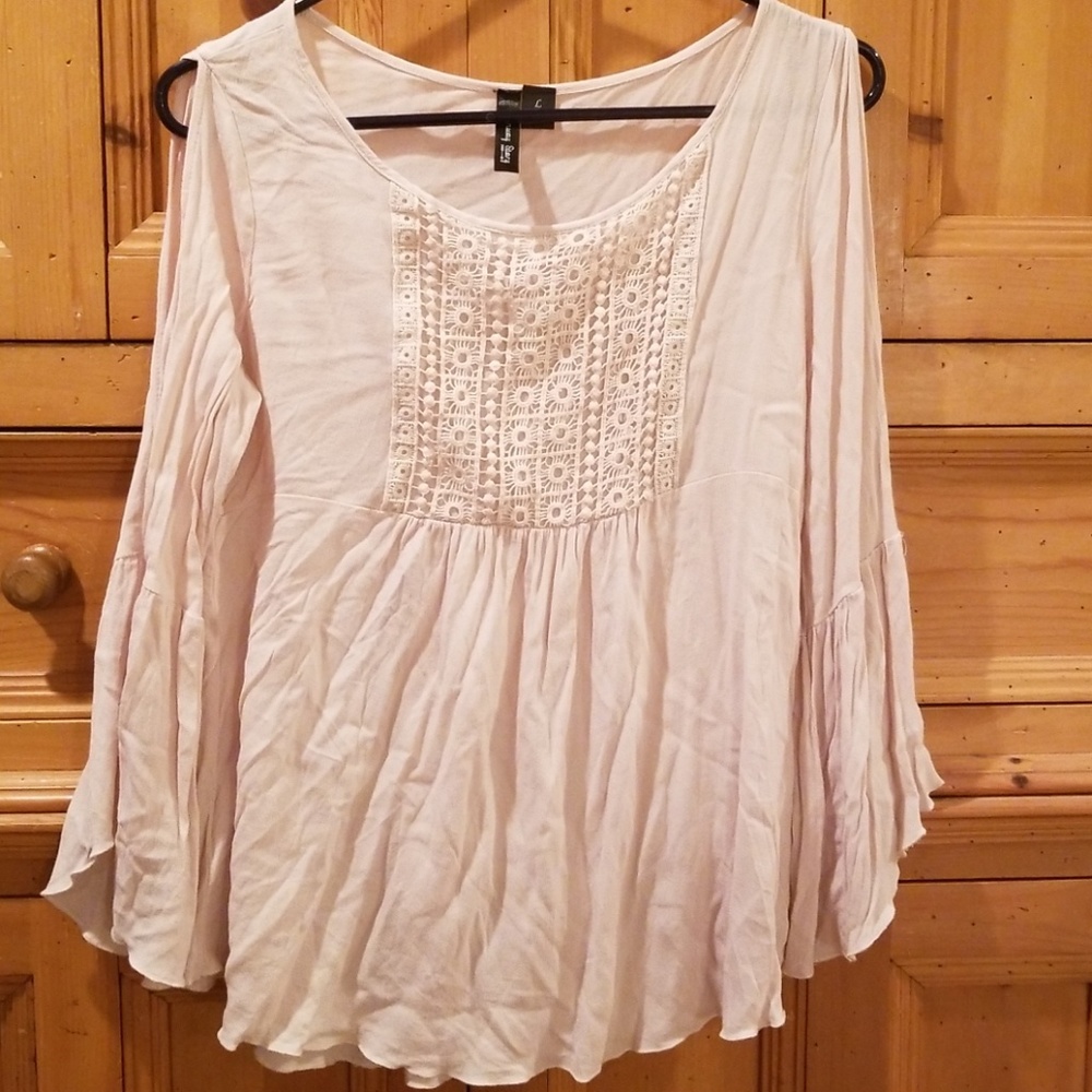 Lace front Runway Story blouse with wide sleeves